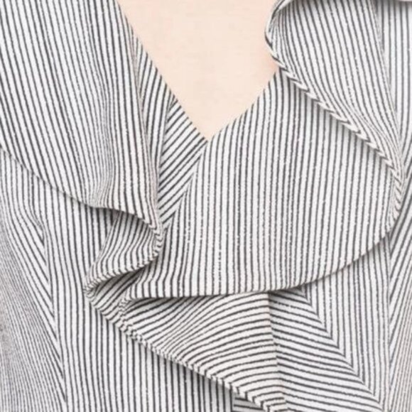 NWT PatBO  Striped‎ Ruffle Midi Dress Women Size 10 - Picture 2 of 9